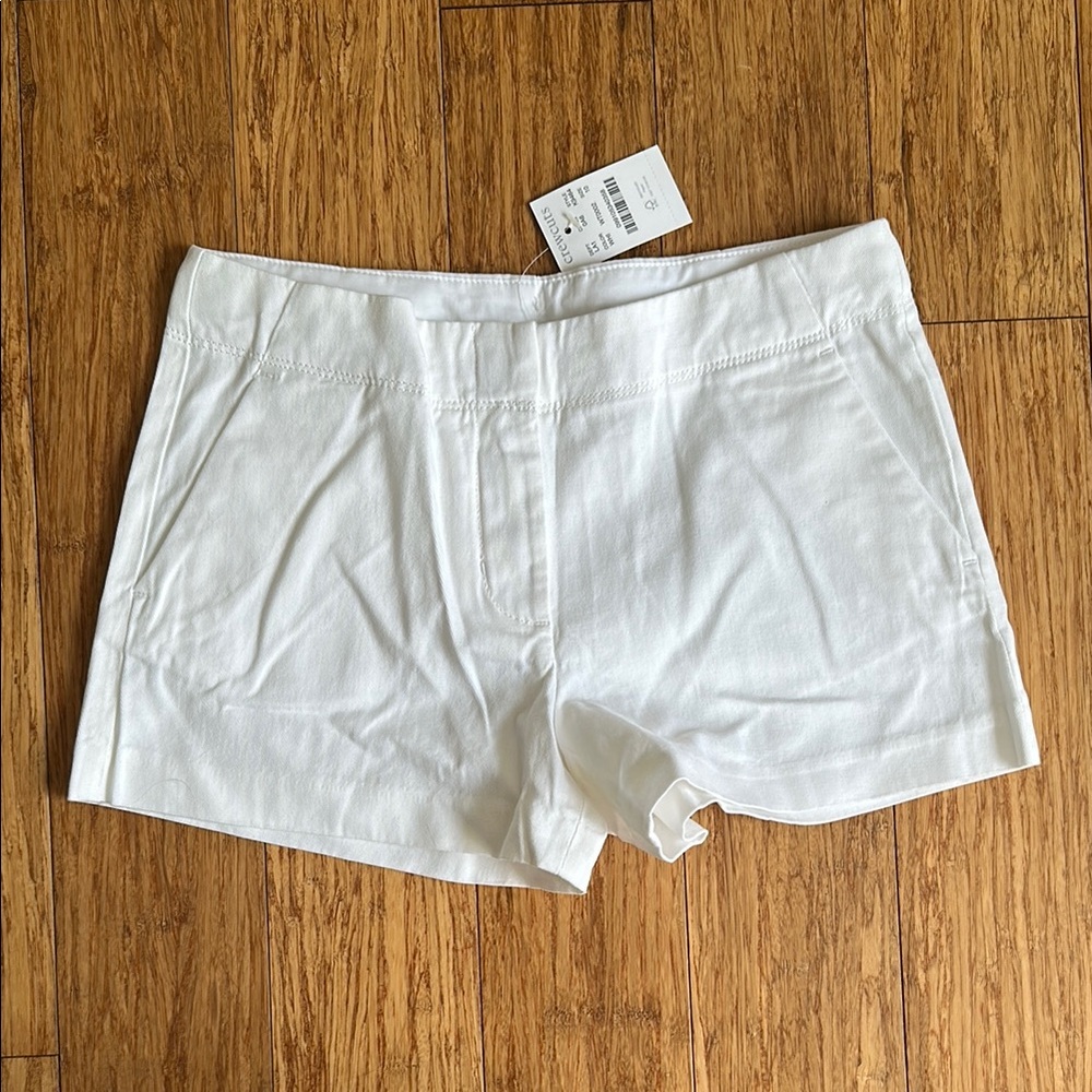Crewcuts White Cotton Shorts Flat Front Design